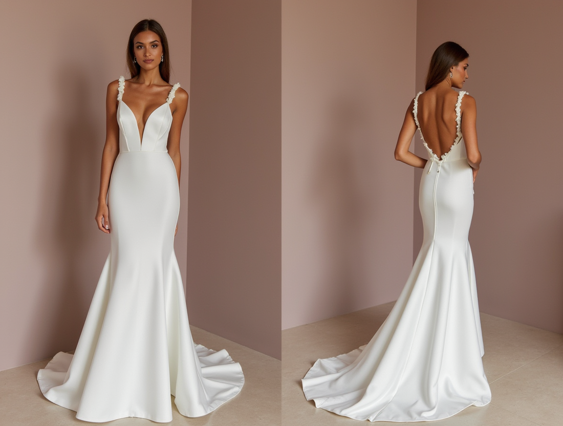 White Mermaid Wedding Dress with an Illusion Back for a Subtle Sexy Touch