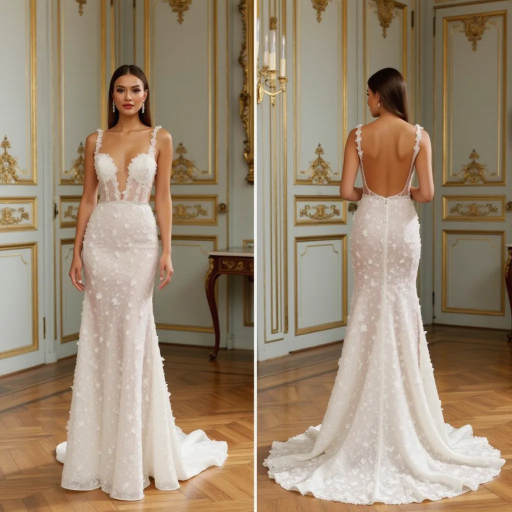 A-Line Wedding Dress with Spaghetti Straps for a Light and Airy Feel