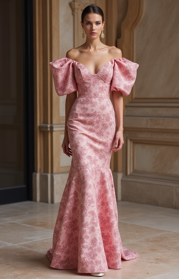 Elegant Pink Evening Dress & Prom Dress with Bell Sleeves for a Unique Look