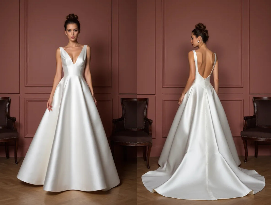 Classic A-Line Wedding Dress with a Satin Train for a Polished Look