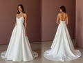 Elegant White A-Line Wedding Dress with a Square Neckline for a Clean Look