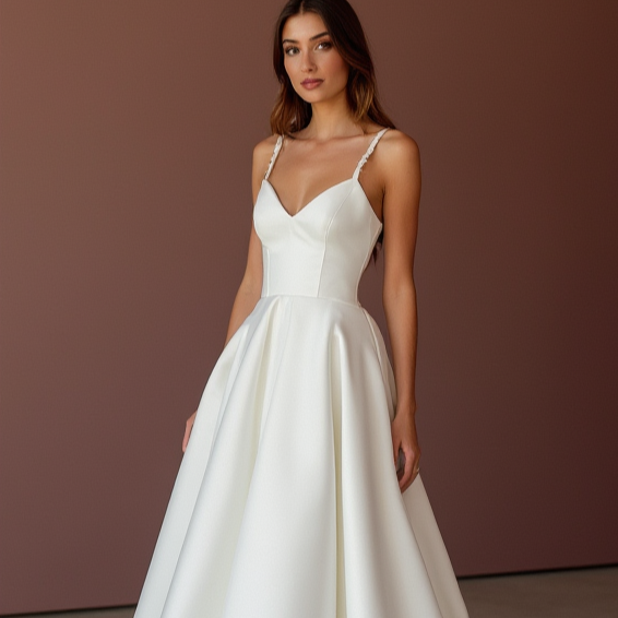 Elegant White A-Line Wedding Dress with a Square Neckline for a Clean Look