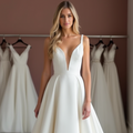 White Princess Wedding Dress for Winter Brides Wanting a Grand Gown