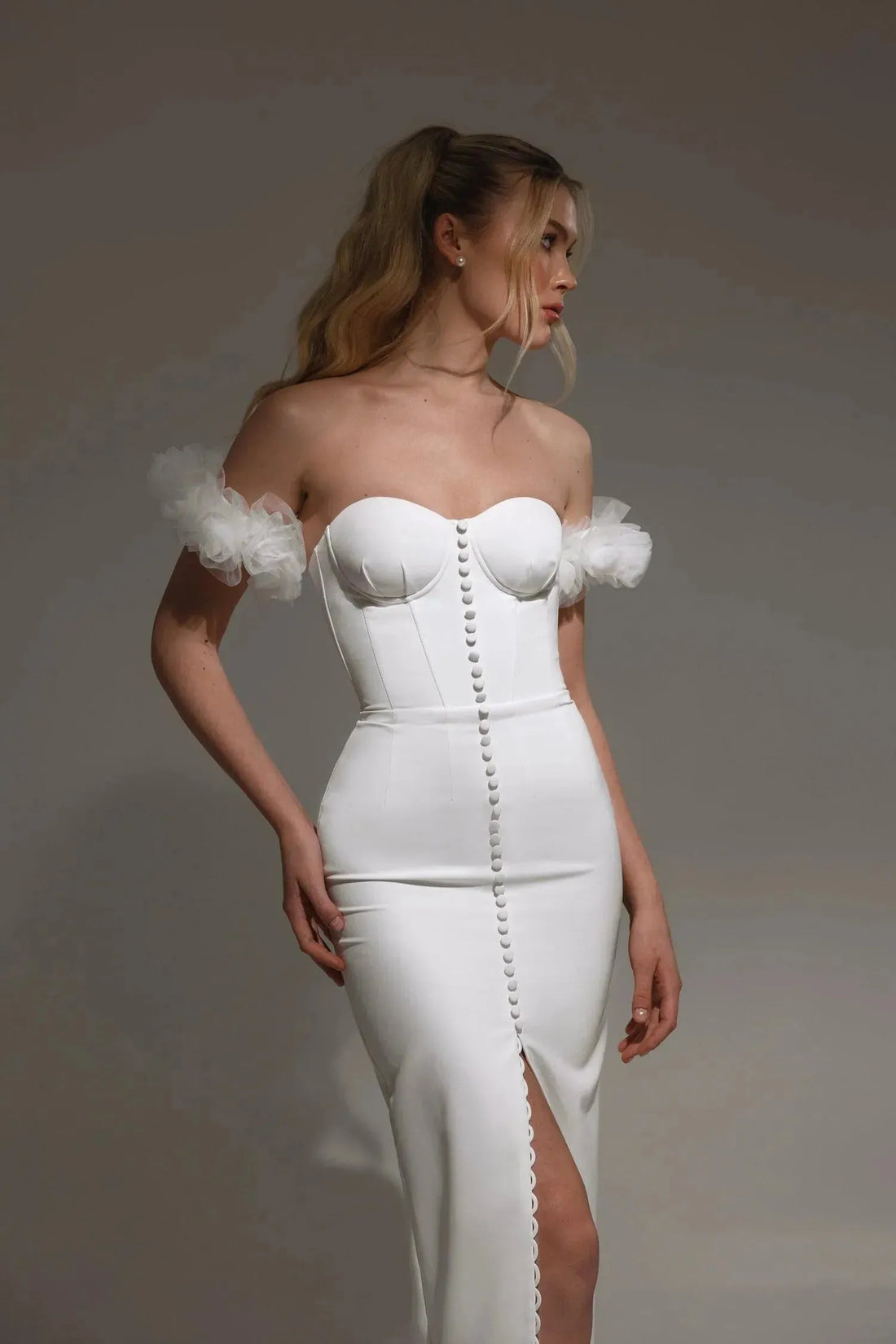 Sweetheart Mermaid Crepe Princess Wedding Dresses Off the Shoulder vestidos de novia Bridal Gowns