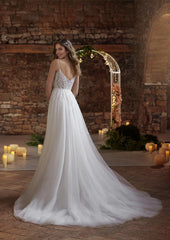 Elegantes vestidos de novia de talla grande con corte en A y espalda abierta, de encaje blanco, con escote en forma de corazón y tul, con cola larga 