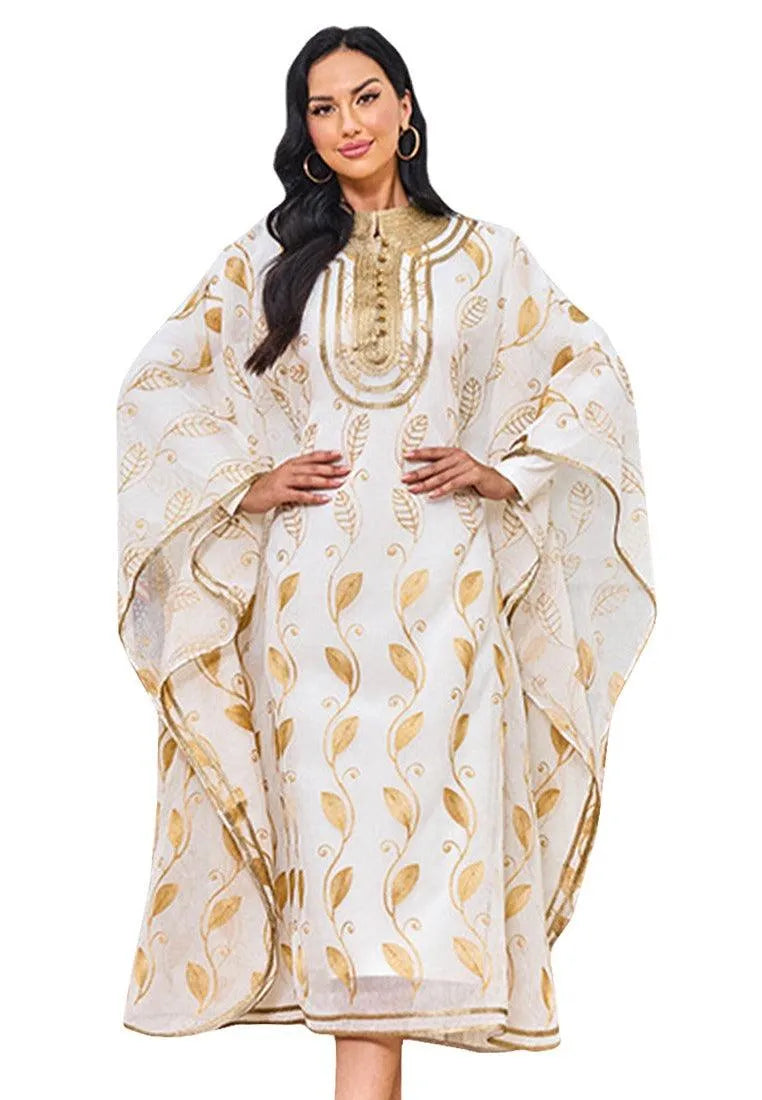 Elegant Floral Embroidery Muslim Undershirt 2 Piece Set Tape Trim Clothing For Women Dubai Abaya Arab Kaftan Robe Apricot Dress