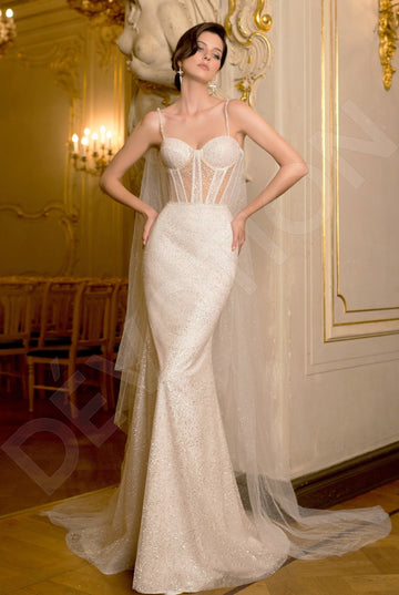 Abiti da sposa sirena di lucentezza Luxury Abiti da sposa scintillanti spaghetti Calni abiti da sposa abbigliamento da sposa vintage