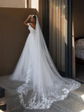 Beach Wedding Dresses Sexy Leg Slit A-line Wedding Gown Appliques Short sleeve Bridal Gowns Plus size Vestidos De Fiesta