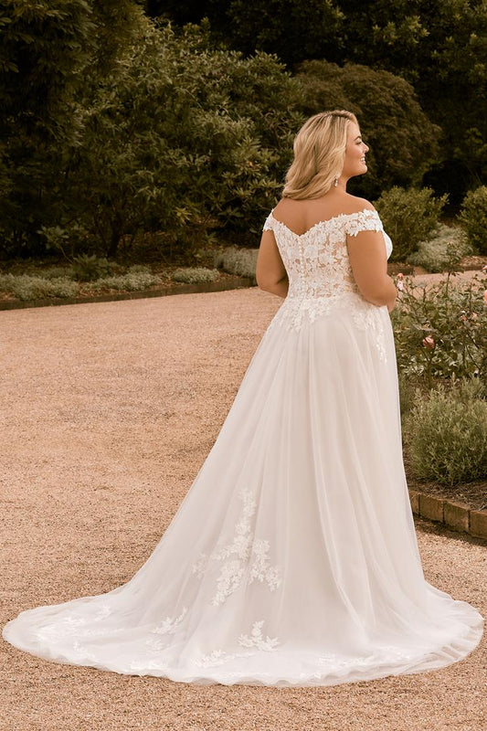 Abiti da sposa per donna Plus size al pizzo fuori spalla APPLICA CHE ELEGANTE A LINE TULLE VESTODOS NOVIAS BODA